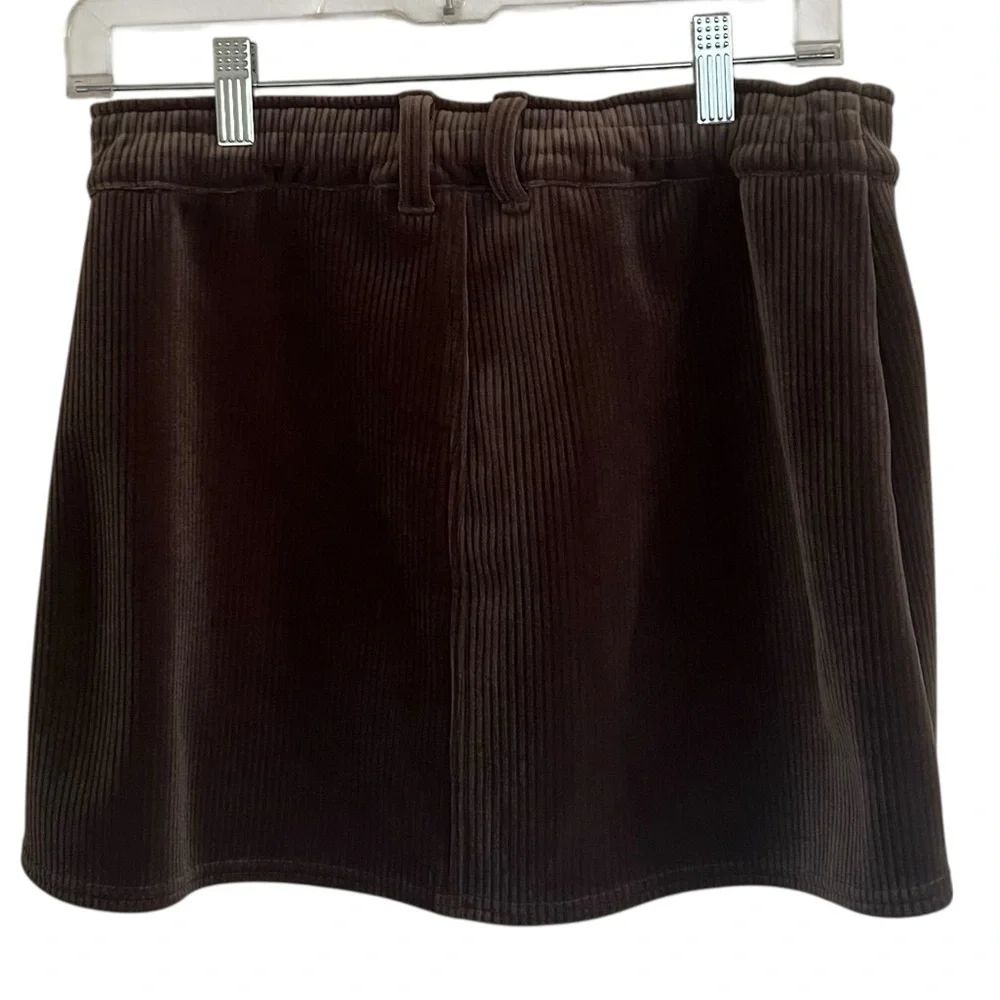 Alo Yoga Ribbed Velour Baller Mini Skirt & Mountain Side Shacket in Macchiato